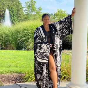 Robe Kimono Longue | Noir Ethnique