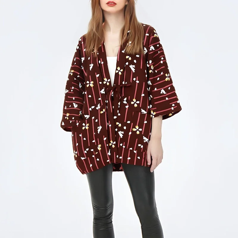 Veste Kimono Matelassée À Fleurs