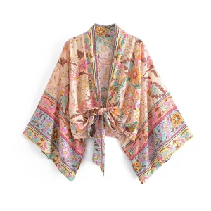 kimono femme imprimé boho élégant