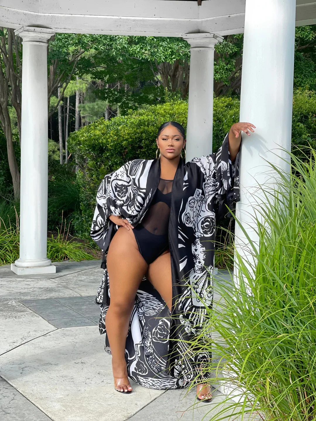 kimono noir ethnique robe longue pour femme