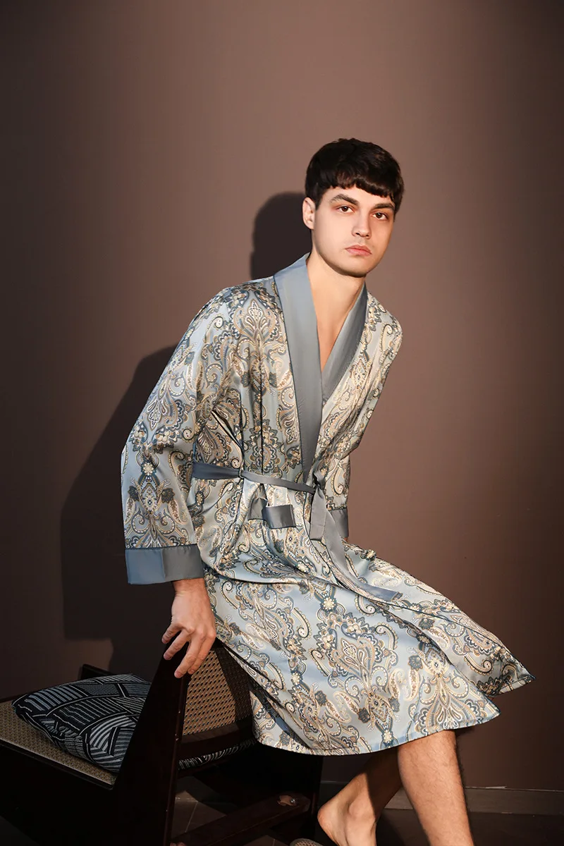 peignoir kimono en mandala beige pour homme