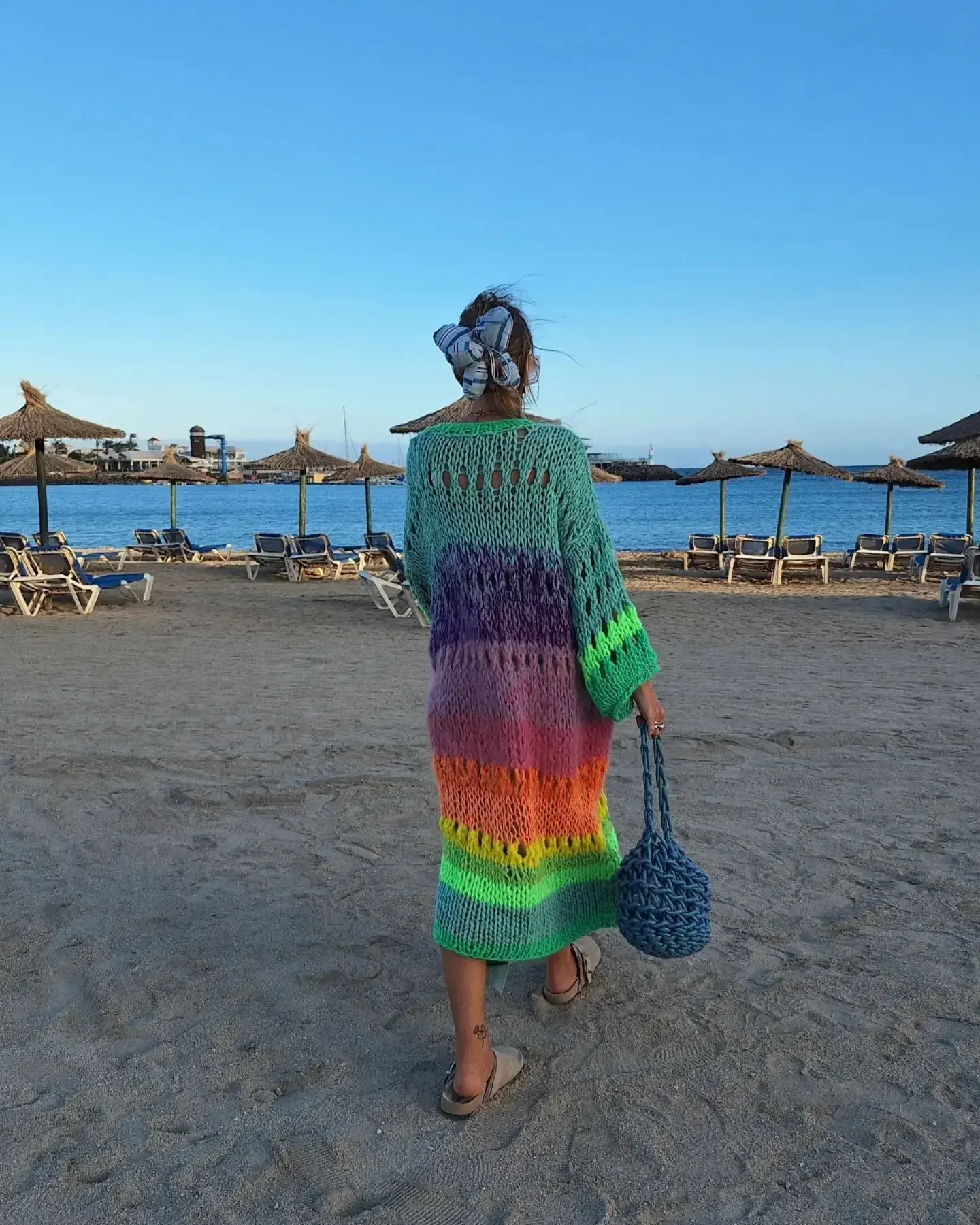 kimono crochet vert boheme