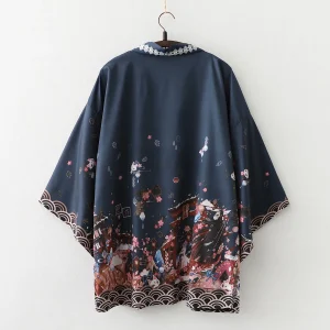 Veste Kimono Unisexe| Haori Bleu