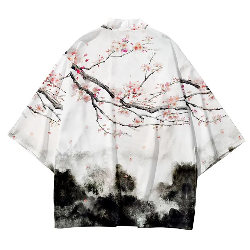 veste kimono unisexe haori cerisier