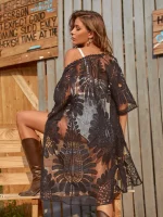 Kimono De Plage En Dentelle Noire