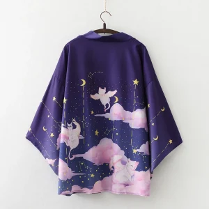 Veste Kimono Femme | Haori Nuage Violet