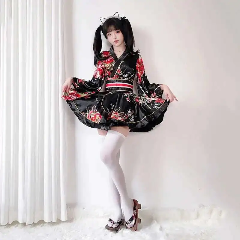 vêtement lolita kimono japonais noir