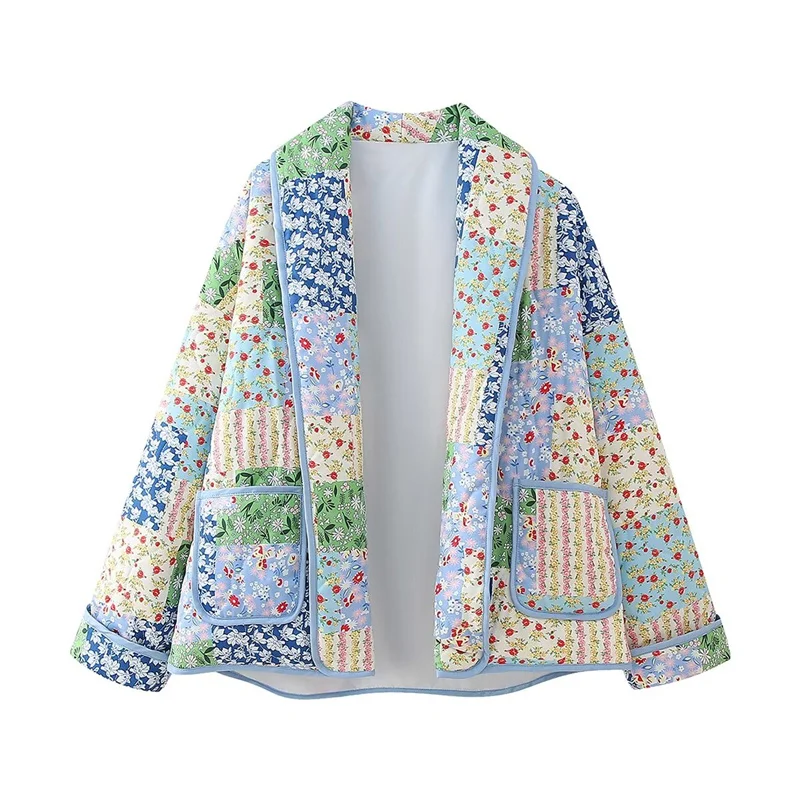 veste matelassée avec motif patchwork vert