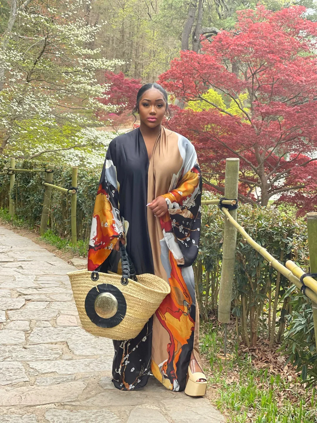 robe kimono longue couleur marron