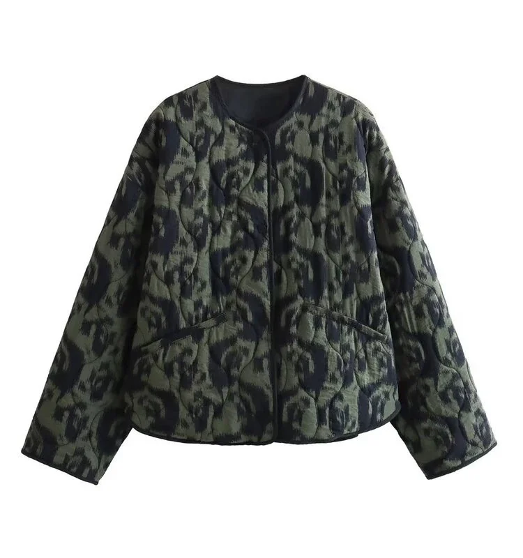 veste imprimée kaki au style kimono