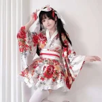 Robe Kimono Traditonnelle Japonaise Blanche| Lolita