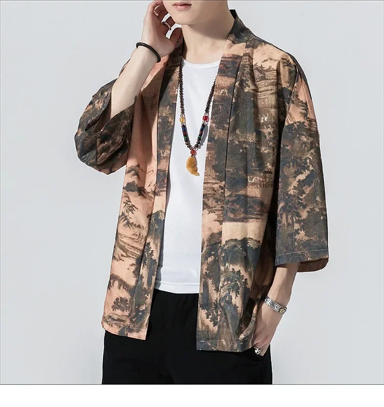 kimono haut de gamme rose pour homme