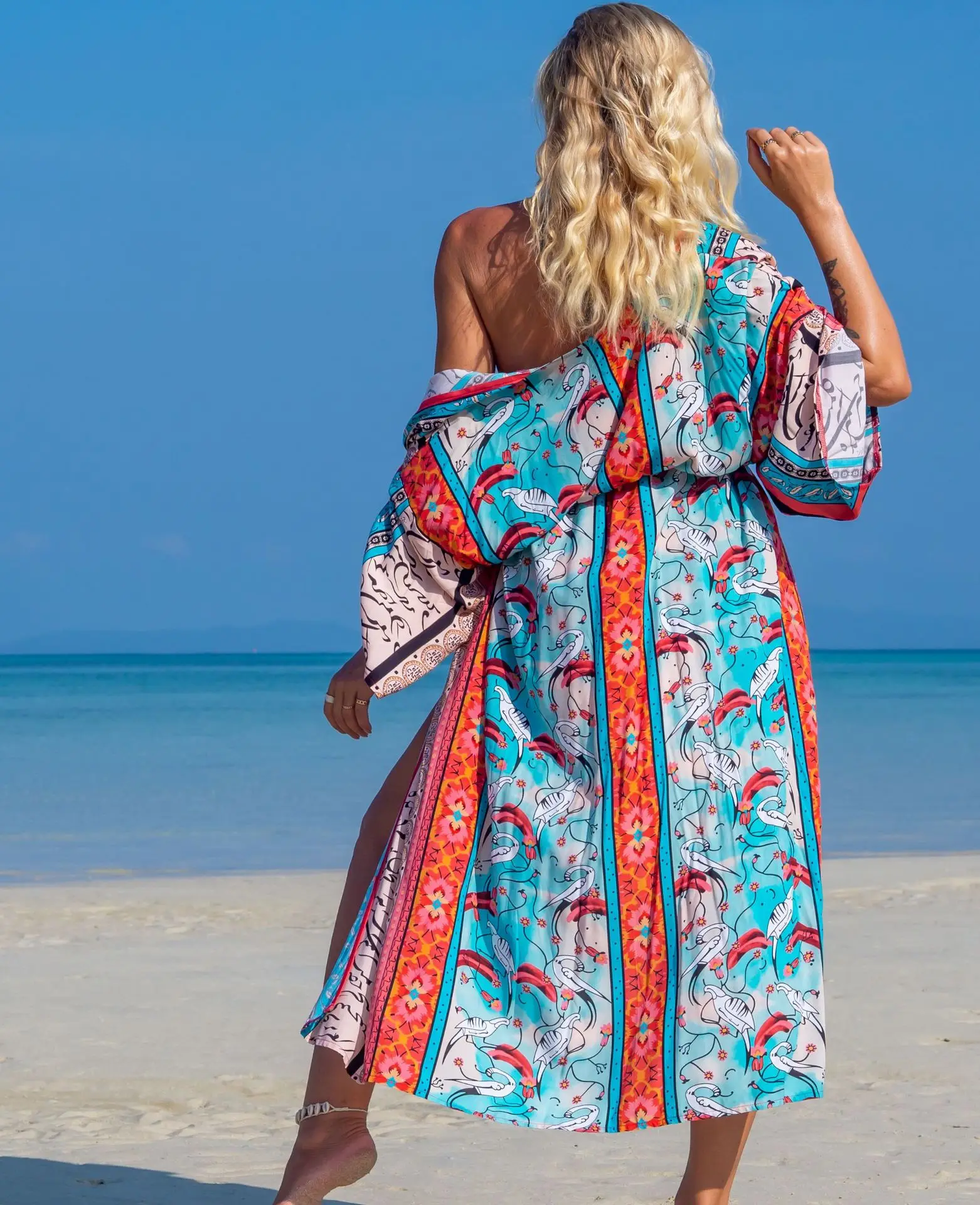 kimono à manches larges pour sorties à la plage
