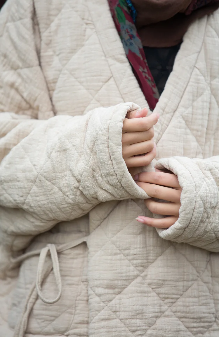veste kimono matelassée blanche automnal