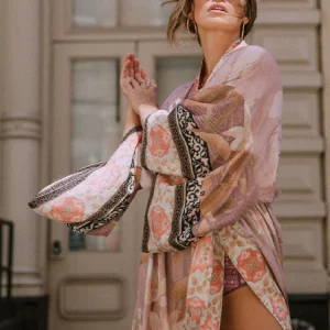 Kimono Long Femme Yukata | Rose Bohème