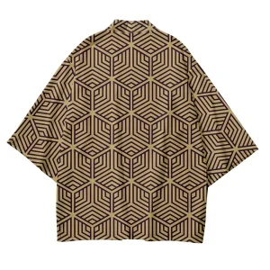 Veste Kimono Unisexe | Haori Géometrie Ocre