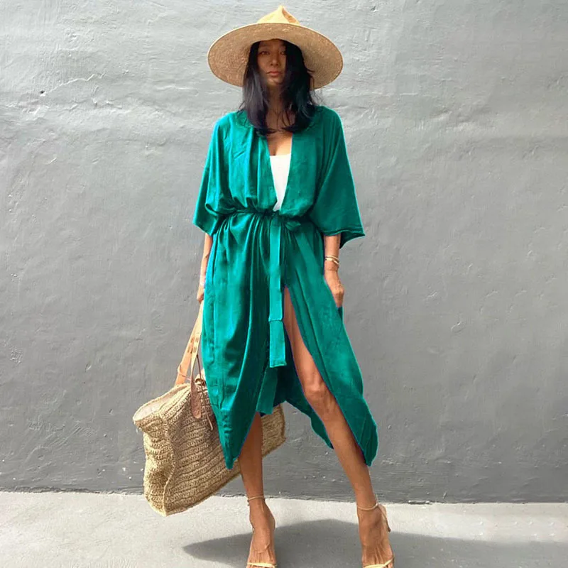 robe de plage élégante couleur verte