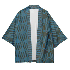 Veste Kimono Enfant | Géometrie Bleue