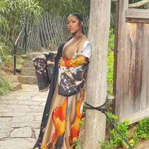 Robe Kimono Longue | Marron