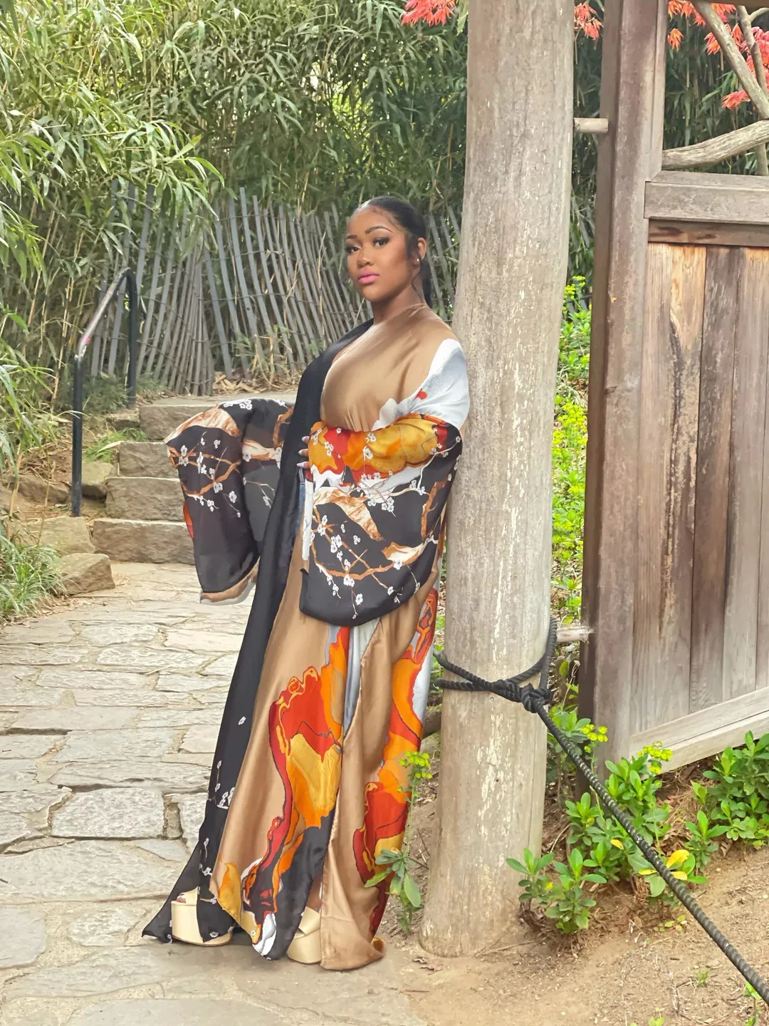 Robe Kimono Longue | Marron