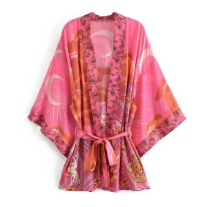 Kimono Court Femme Haori | Clair De Lune Rose