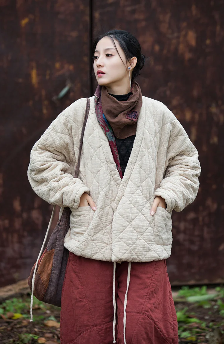 veste matelassée style kimono en blanc