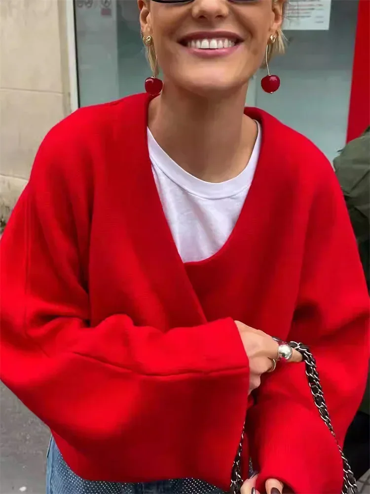 Veste Kimono Cardigan Hiver | Rouge