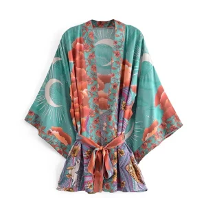 Kimono Court Femme Haori | Clair De Lune Vert