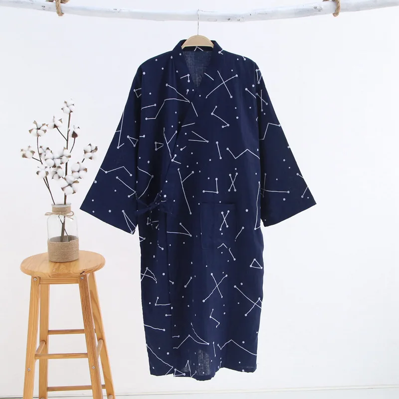 peignoir en kimono pour hommes bleu étoilé