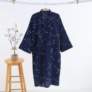 Peignoir Homme Kimono Bleu Étoile