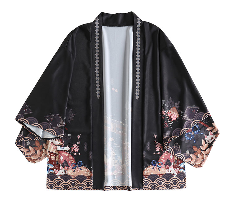 kimono moderne pour homme et femme en noir