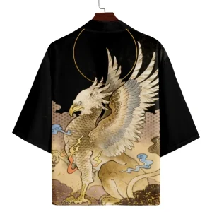 Veste Kimono Homme | Haori Noir Faucon