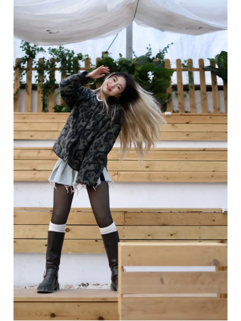 veste matelassée kaki à motif stylé