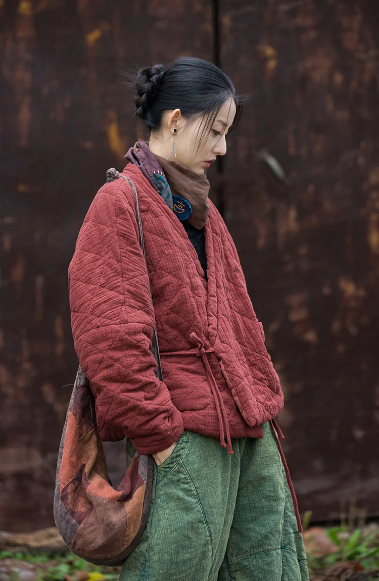 veste matelassée d'automne couleur rouge