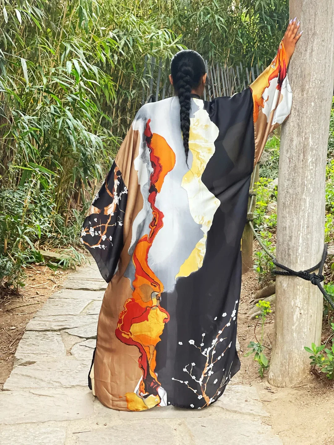 kimono tendance longue en marron