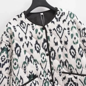 Veste Kimono Matelassée Imprimé Blanc