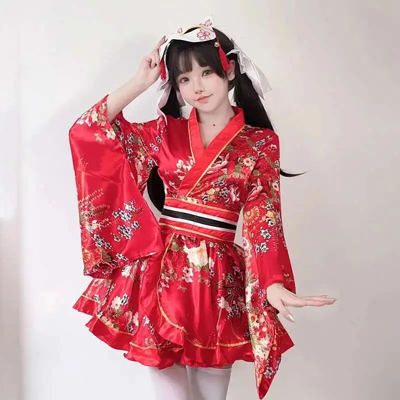 Robe Kimono Traditonnelle Japonaise Rouge| Lolita