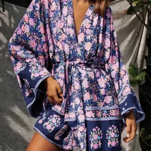Kimono Court Femme | Haori Violet Bohème