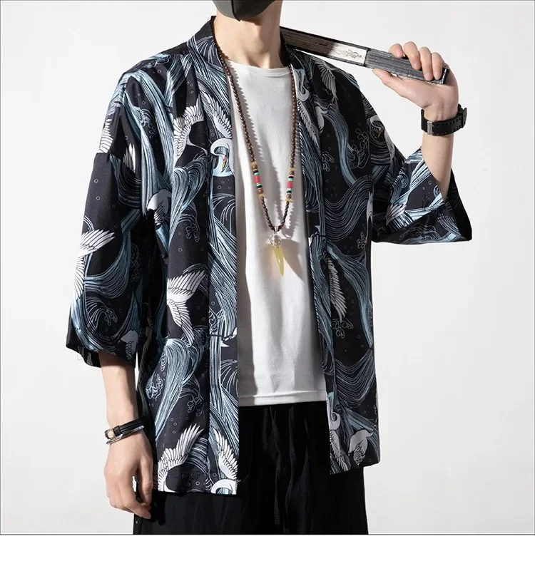 haori homme couleur bleutée