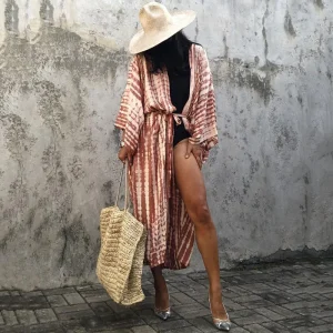Kimono De Plage Rose Tie-dye