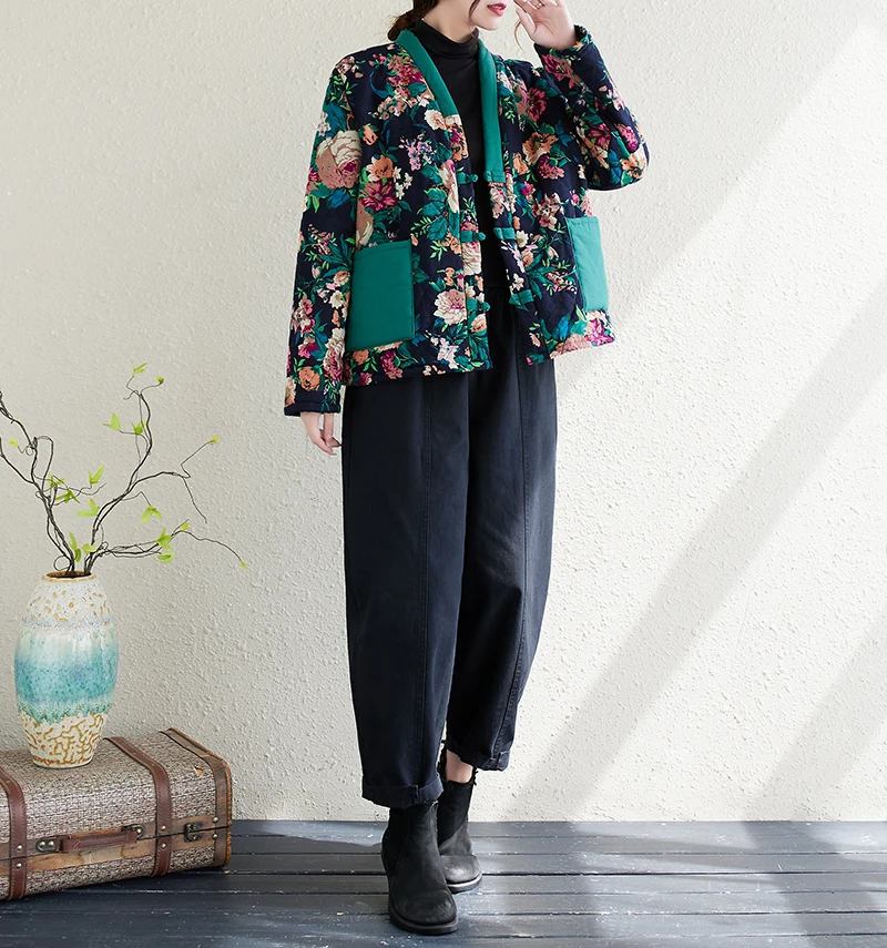 manteau d'inspiration chinoise couleur verte