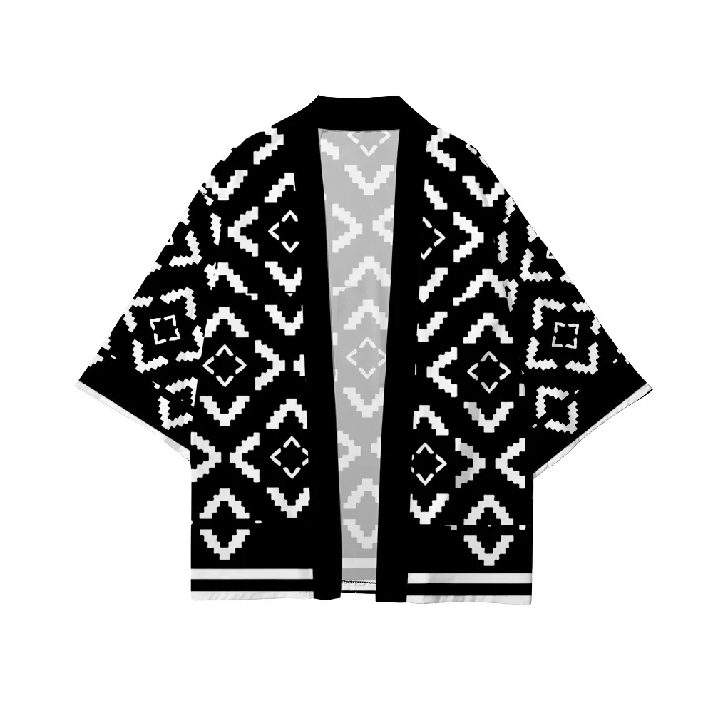 kimono unisexe en tissu léger motif losange