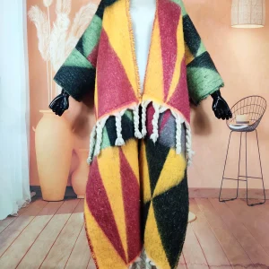 Manteau kimono oversize | Rouge et vert