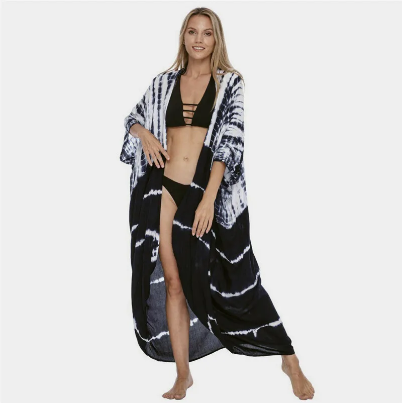 Kimono Plage Noir Et Blanc | Tie Dye