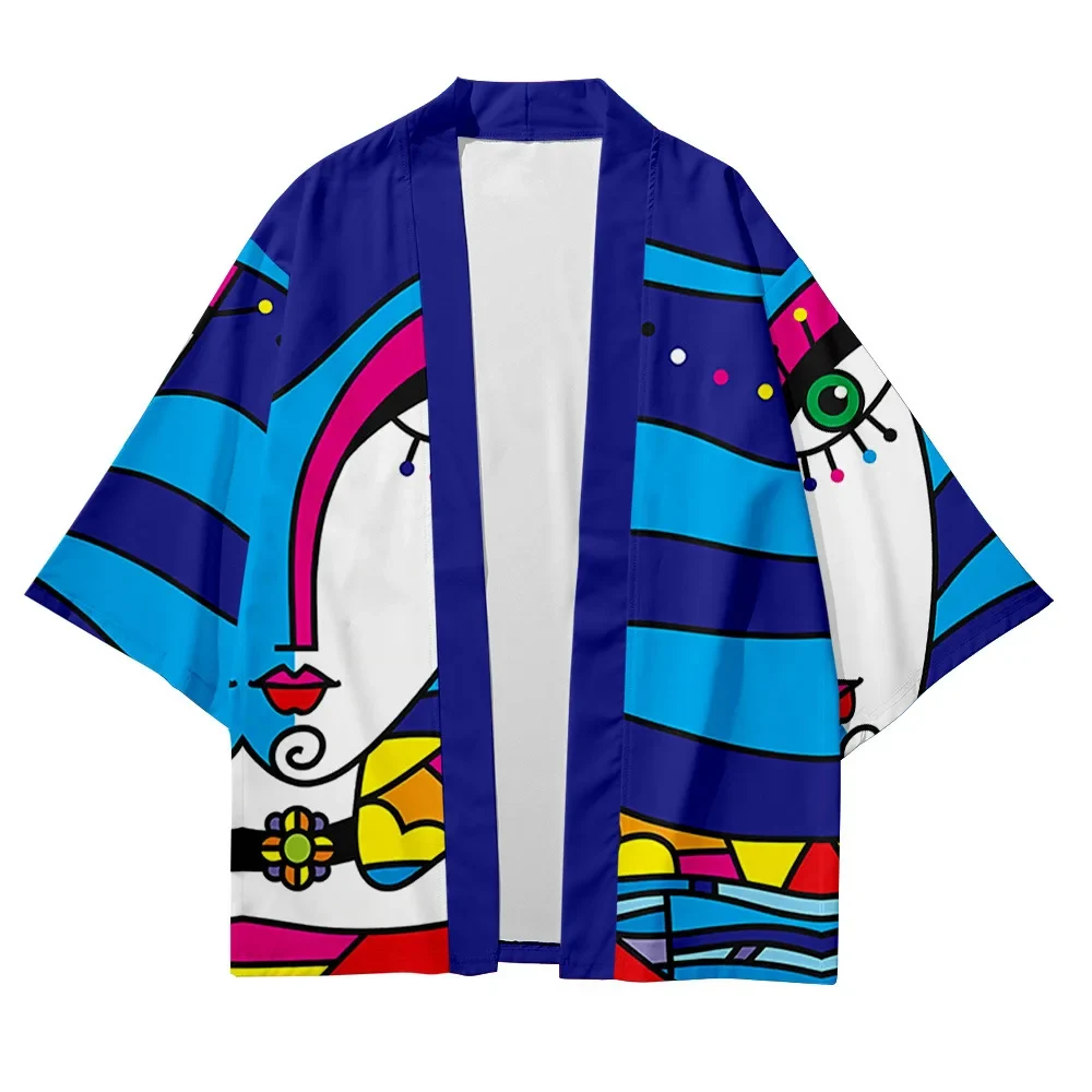 veste kimono unisexe avec motif visage