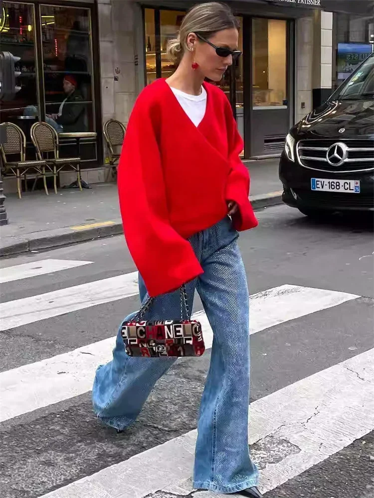 veste cardigan rouge pour l'hiver