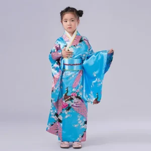 Kimono Fille Yukata | Bleu Ciel